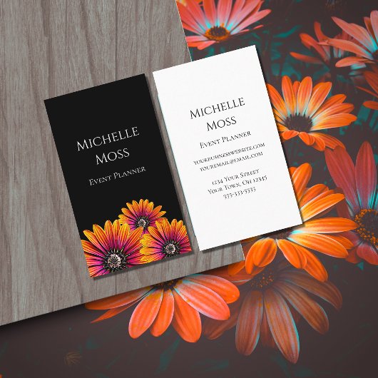 ボホデイジーカラフルボタニカルブラック 名刺