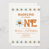 ボホデイジーガールズ1st誕生日パーティー 招待状 (正面/裏面)