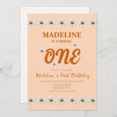 ボホデイジーガールズ1st誕生日パーティー 招待状 (正面/裏面)