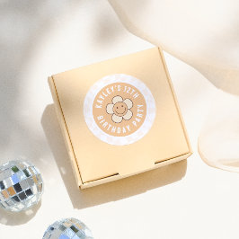 ボホデイジーグルービーレトロガールバースデーパーティー ラウンドシール