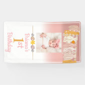 ボホデイジータッセカスタムル誕生日フォトピンク 横断幕 (横)