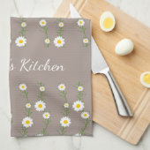 ボホデイジーチェーンの花パーソナライズされた柄名 キッチンタオル (四つ折り)