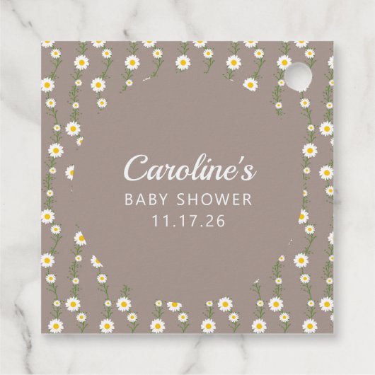 ボホデイジーチェーンカスタムトープScriptベビーシャワー フェイバータグ (裏面)