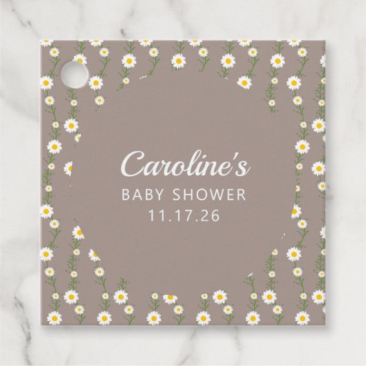 ボホデイジーチェーンカスタムトープScriptベビーシャワー フェイバータグ (正面)