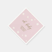 ボホデイジーピンク金ゴールドオ赤ちゃんガールシャワー スタンダードカクテルナプキン (角)