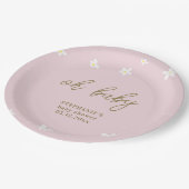 ボホデイジーピンク金ゴールドオ赤ちゃんガールシャワー ペーパープレート (アングル)