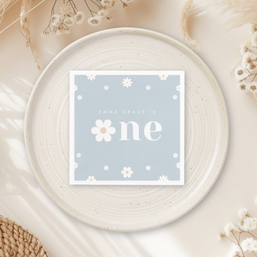 ボホデイジーファースト誕生日ナプキン スタンダードカクテルナプキン