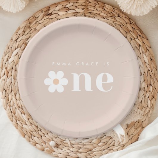 ボホデイジーファースト誕生日紙プレート ペーパープレート