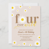 ボホデイジーフォーエバーワイルド4歳の誕生日 招待状 (正面)