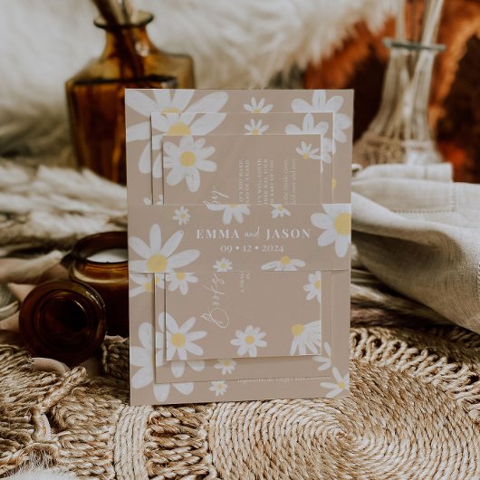 ボホデイジーフラワー招待状用帯 招待状ベリーバンド