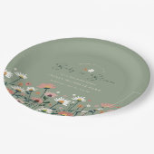 ボホデイジーフローラセージ緑ベビーイン開花シャワー ペーパープレート (アングル)