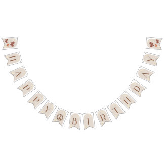 ボホデイジーフローラハッピーバースデーバンティンサイン バンティングフラッグ