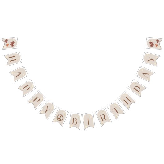 ボホデイジーフローラハッピーバースデーバンティンサイン バンティングフラッグ (全)