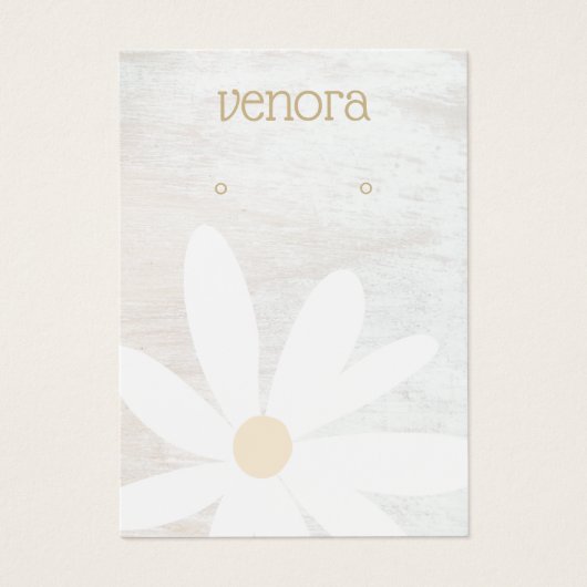 ボホデイジーフローラホワイトウッドイヤリング表示カード (正面)