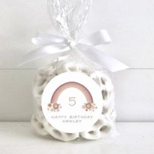 ボホデイジーフローラレインボーガールズ誕生日 ラウンドシール