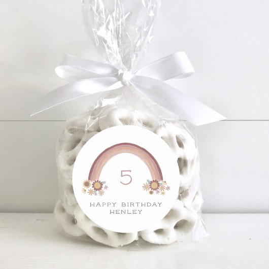 ボホデイジーフローラレインボーガールズ誕生日 ラウンドシール