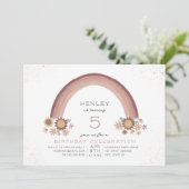 ボホデイジーフローラレインボーピンク誕生日 招待状 (スタンド正面)