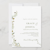 ボホデイジーベイッジワイルドフラワー結婚ズ 招待状 (正面)