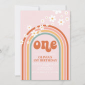 ボホデイジーレインボー最初の誕生日 招待状 (正面)
