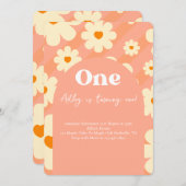 ボホデイジーレインボー1stレトロ誕生日招待状 招待状 (正面/裏面)