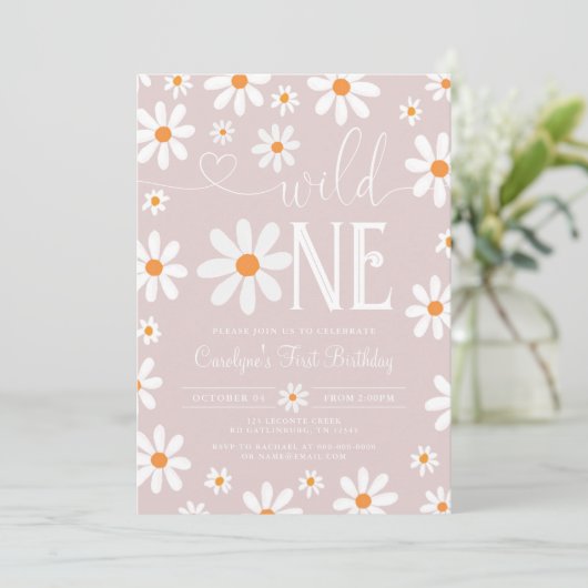 ボホデイジーワイルドワン1st誕生日パーティの招待状 招待状 (スタンド正面)