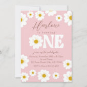 ボホデイジーワンガール初誕生日招待状 招待状 (正面)
