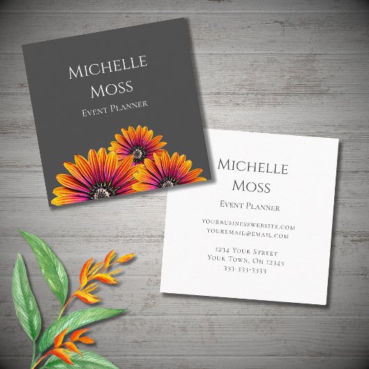 ボホデイジー植物学イベントプランナーグレイ スクエア名刺