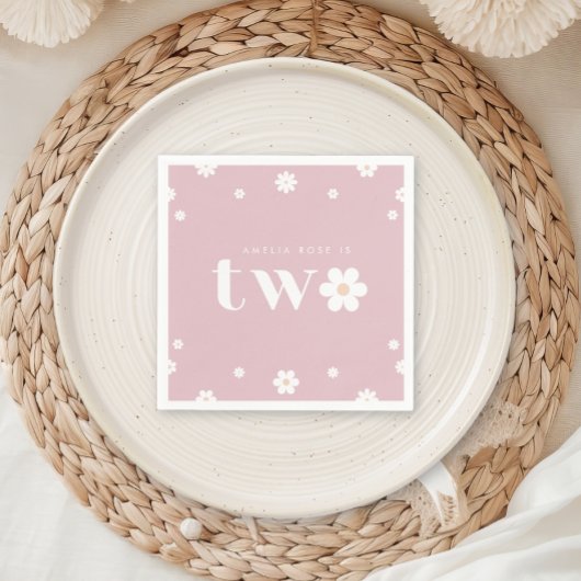 ボホデイジー第二誕生日ナプキン スタンダードカクテルナプキン