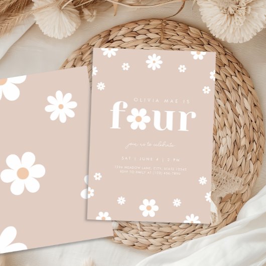 ボホデイジー第四誕生日招待状 招待状