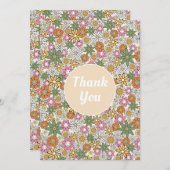 ボホデイジー花70s Groovyフローラ サンキューカード (正面/裏面)