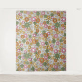 ボホデイジー花70s Groovyフローラ タペストリー (正面)