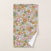 ボホデイジー花70s Groovyフローラ バスタオルセット (ハンドタオル)