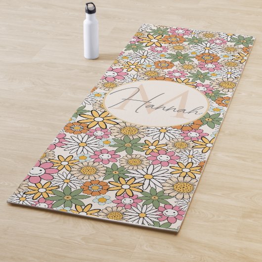 ボホデイジー花70s Groovyフローラ ヨガマット (インサイチュ)