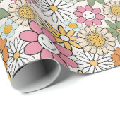 ボホデイジー花70s Groovyフローラ ラッピングペーパー (ロールコーナー)