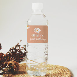 ボホデイジー誕生日パーティーウォーターボトルラベル ペットボトルラベル