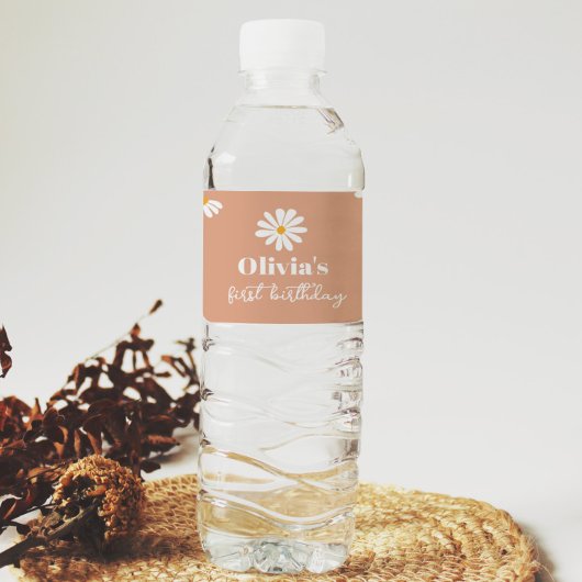 ボホデイジー誕生日パーティーウォーターボトルラベル ペットボトルラベル