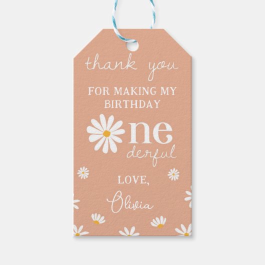 ボホデイジー誕生日会サンクスユユーラベル ギフトタグ (正面)