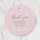 ボホデイジー赤面ピンク金ゴールドオ赤ちゃんガールシャワー フェイバータグ (正面)