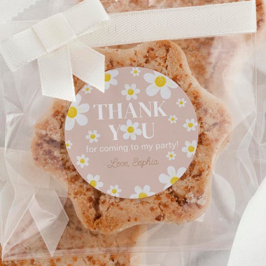 ボホデイジー開花ガール誕生日 ラウンドシール