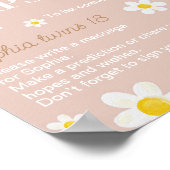 ボホデイジー開花誕生日パーティータイムカプセルサイン ポスター (角)