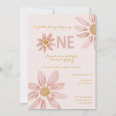 ボホデイジー1st誕生日招待状for Baby Girls 招待状 (正面)