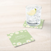 ボホデイジー2つのフローラグリーンボヘミアン2番目の誕生日 スクエアペーパーコースター (インサイチュ)