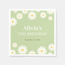 ボホデイジー2つのフローラグリーンボヘミアン2番目の誕生日 スタンダードカクテルナプキン