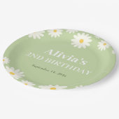 ボホデイジー2つのフローラグリーンボヘミアン2番目の誕生日 ペーパープレート (アングル)