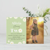 ボホデイジー2つのフローラグリーンボヘミアン2番目の誕生日 招待状 (スタンド正面)