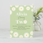 ボホデイジー2つのフローラグリーンボヘミアン2番目の誕生日 招待状 (スタンド正面)