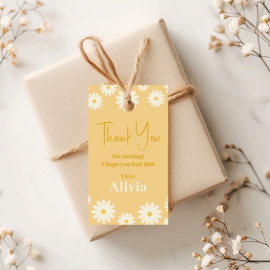 ボホデイジー2つのフローラゴールデンボヘミアン2番目の誕生日 ギフトタグ