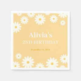 ボホデイジー2つのフローラゴールデンボヘミアン2番目の誕生日 スタンダードカクテルナプキン