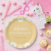 ボホデイジー2つのフローラゴールデンボヘミアン2番目の誕生日 ペーパープレート (パーティー)