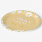 ボホデイジー2つのフローラゴールデンボヘミアン2番目の誕生日 ペーパープレート (アングル)